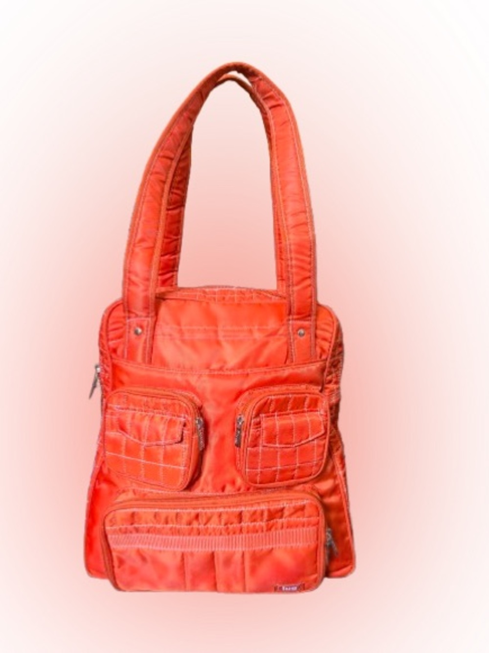 Lug Puddle Jumper Quilted Nylon Travel Diaper Tote Bag Orange Pocket Organizer